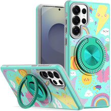 For Samsung S26 Ultra Case Printed Design with Bling 360 Stand + Tempered Glass