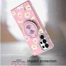 For Samsung S26 Ultra Case Printed Design with Bling 360 Stand + Tempered Glass