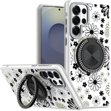 For Samsung S26 Ultra Case Printed Design with Bling 360 Stand + Tempered Glass