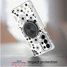 For Samsung S26 Ultra Case Printed Design with Bling 360 Stand + Tempered Glass