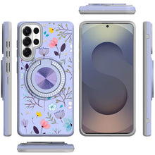 For Samsung S26 Ultra Case Printed Design with Bling 360 Stand + Tempered Glass