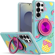 For Samsung S26 Ultra Case Printed Design with Bling 360 Stand + Tempered Glass
