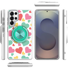 For Samsung S26 Ultra Case Printed Design with Bling 360 Stand + Tempered Glass