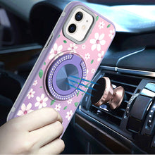 For iPhone 16 Pro 6.3in Case Printed Magnetic Bling Ring Stand + Tempered Glass