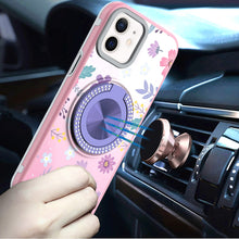 For iPhone 12 Pro Max Case Printed Magnetic Bling Ring Stand + Tempered Glass