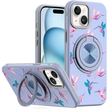 For iPhone 15 Case Printed Design with Bling 360 Stand Cover + 2 Tempered Glass