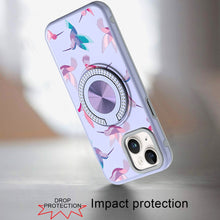 For iPhone 15 Case Printed Design with Bling 360 Stand Cover + 2 Tempered Glass