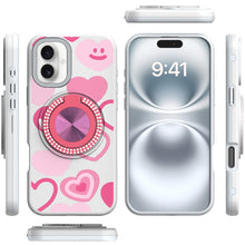For iPhone 15 Case Printed Design Magnetic Bling Ring Stand + 2 Tempered Glass