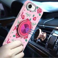 For iPhone 16e Case Printed Design Magnetic Bling Ring Stand + Tempered Glass