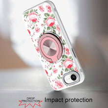 For iPhone 16e Case Printed Design Magnetic Bling Ring Stand + Tempered Glass