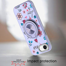 For iPhone 16e Case Printed Design Magnetic Bling Ring Stand + Tempered Glass