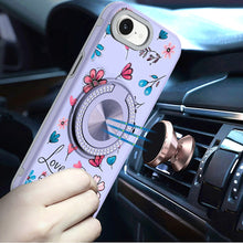 For iPhone 16e Case Printed Design Magnetic Bling Ring Stand + Tempered Glass