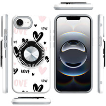 For iPhone 16e Case Printed Design Magnetic Bling Ring Stand + Tempered Glass