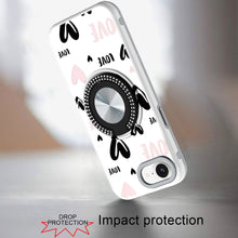 For iPhone 16e Case Printed Design Magnetic Bling Ring Stand + Tempered Glass