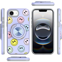For iPhone 16e Case Printed Design Magnetic Bling Ring Stand + Tempered Glass