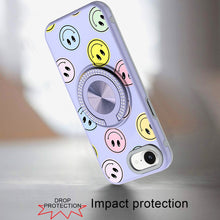 For iPhone 16e Case Printed Design Magnetic Bling Ring Stand + Tempered Glass