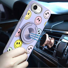 For iPhone 16e Case Printed Design Magnetic Bling Ring Stand + Tempered Glass