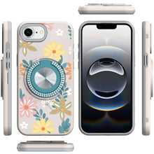 For iPhone 16e Case Printed Design Magnetic Bling Ring Stand + Tempered Glass