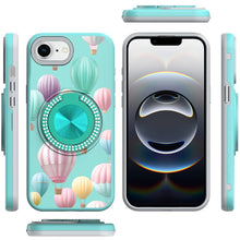 For iPhone 16e Case Printed Design Magnetic Bling Ring Stand + Tempered Glass