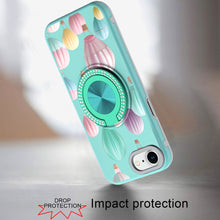 For iPhone 16e Case Printed Design Magnetic Bling Ring Stand + Tempered Glass