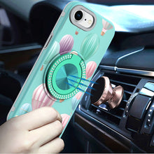 For iPhone 16e Case Printed Design Magnetic Bling Ring Stand + Tempered Glass