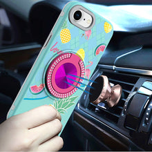 For iPhone 16e Case Printed Design Magnetic Bling Ring Stand + Tempered Glass