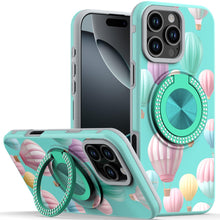 For iPhone 16 Pro 6.3in Case Printed Magnetic Bling Ring Stand + Tempered Glass