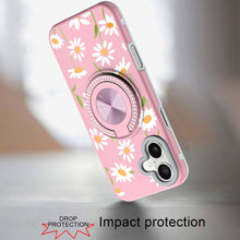 For iPhone 17 Case Printed Design with Bling 360 Rotating Stand + Tempered Glass