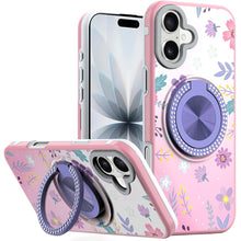 For iPhone 17 Case Printed Design with Bling 360 Rotating Stand + Tempered Glass