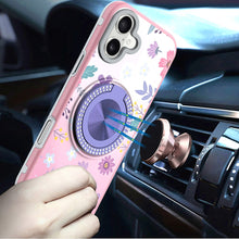 For iPhone 17 Case Printed Design with Bling 360 Rotating Stand + Tempered Glass