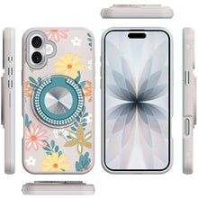 For iPhone 17 Case Printed Design with Bling 360 Rotating Stand + Tempered Glass