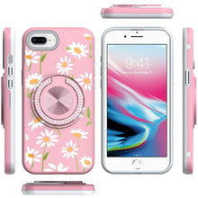 For iPhone 8 Plus/7 Plus Case Printed Design w/ Bling 360 Stand + Tempered Glass