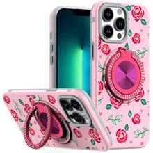For iPhone 13 Pro Max 6.7 inch Case Printed Desing Magnetic Bling Ring Stand