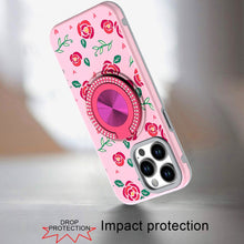 For iPhone 13 Pro Max 6.7 inch Case Printed Desing Magnetic Bling Ring Stand
