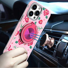 For iPhone 13 Pro Max 6.7 inch Case Printed Desing Magnetic Bling Ring Stand
