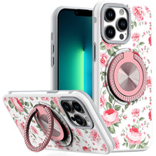For iPhone 13 Pro Max 6.7 inch Case Printed Desing Magnetic Bling Ring Stand