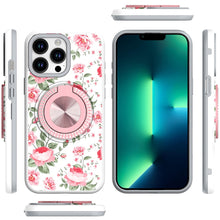 For iPhone 13 Pro Max 6.7 inch Case Printed Desing Magnetic Bling Ring Stand