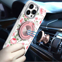 For iPhone 13 Pro Max 6.7 inch Case Printed Desing Magnetic Bling Ring Stand