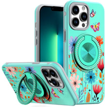 For iPhone 13 Pro Max 6.7 inch Case Printed Desing Magnetic Bling Ring Stand