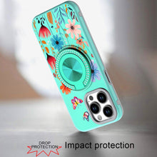 For iPhone 13 Pro Max 6.7 inch Case Printed Desing Magnetic Bling Ring Stand