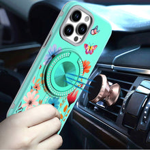 For iPhone 13 Pro Max 6.7 inch Case Printed Desing Magnetic Bling Ring Stand