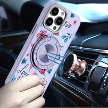 For iPhone 13 Pro Max 6.7 inch Case Printed Desing Magnetic Bling Ring Stand