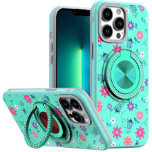 For iPhone 13 Pro Max 6.7 inch Case Printed Desing Magnetic Bling Ring Stand