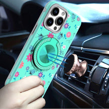For iPhone 13 Pro Max 6.7 inch Case Printed Desing Magnetic Bling Ring Stand