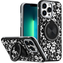 For iPhone 13 Pro Max 6.7 inch Case Printed Desing Magnetic Bling Ring Stand