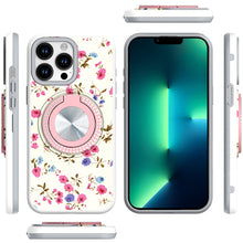 For iPhone 13 Pro Max 6.7 inch Case Printed Desing Magnetic Bling Ring Stand