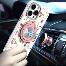 For iPhone 13 Pro Max 6.7 inch Case Printed Desing Magnetic Bling Ring Stand