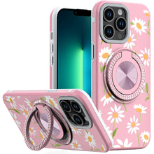 For iPhone 13 Pro Max 6.7 inch Case Printed Desing Magnetic Bling Ring Stand