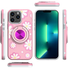For iPhone 13 Pro Max 6.7 inch Case Printed Desing Magnetic Bling Ring Stand