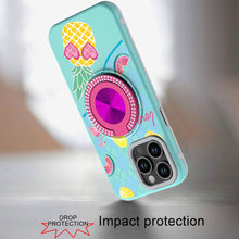 For iPhone 13 Pro Max 6.7 inch Case Printed Desing Magnetic Bling Ring Stand